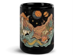 cosmo vibes black glossy mug