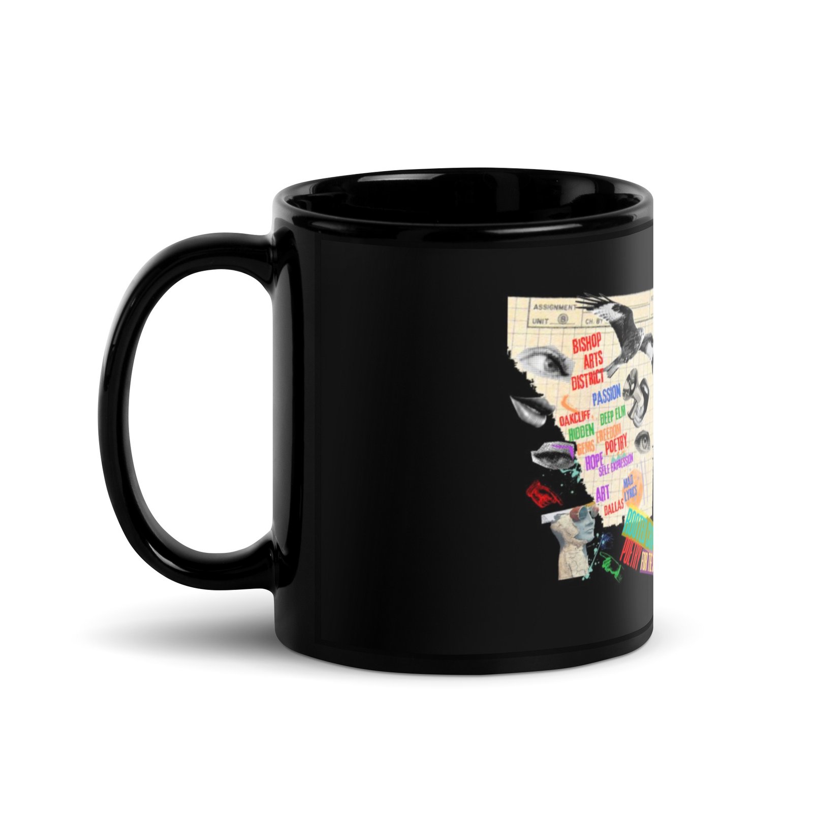bishop arts district vibes black glossy mug bishop arts district vibes black glossy mug